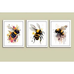 Bees Wall Decor – 3-Piece Art Print Set (18"x24") 🐝🌿✨